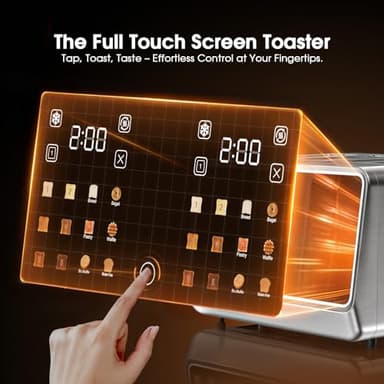 Touch Screen Toaster 4 Slice, Digital Smart Dual Control Touchscreen, Stainless Steel, 6 Toast Types & Levels include Bread, Bagel, with Defrost/Reheat/Single Slot Toasting Function - Image 2