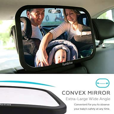 Funbliss Baby Car Mirror for Rear Facing Seat,360° Rotation, Safety Certified Shatterproof Acrylic Glass, Clear Wide View,Infant Mirror for Car Seat Rear Facing - Image 4