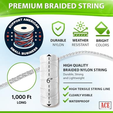 White Mason Line String Line - #18 Braided Nylon String - 6,000 Ft Length - Nylon Twine for Gardening Or Masonry Tools - Perfect Construction String for A String Level, Twine String for Gardening - Image 2