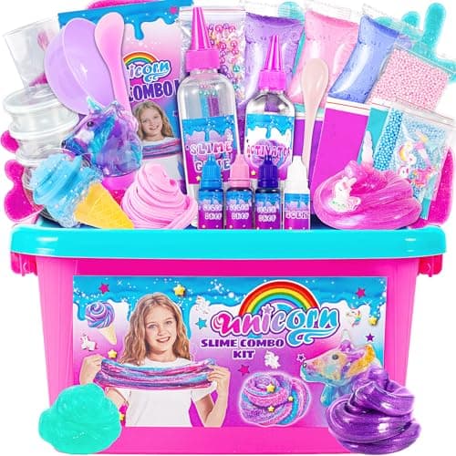 ZOnFRTO Mini Unicorn Slime Kit for Girls - Glimmer Crunchy, Butter, and Galaxy Slime for Kids 6-12 - Party Favors for Children - Image 1