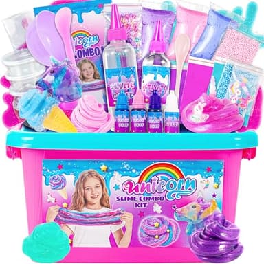 ZOnFRTO Mini Unicorn Slime Kit for Girls - Glimmer Crunchy, Butter, and Galaxy Slime for Kids 6-12 - Party Favors for Children - Image 1