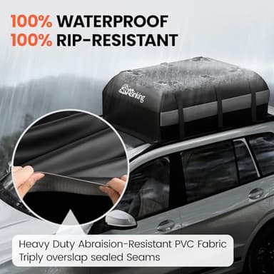 Asinking Car Rooftop Cargo Carrier Bag - 100% Waterproof Heavy Duty Car Roof Luggage Carrier 21 Cubic Feet, Fits All Vehicles with/Without Roof Rack - Easy Install & Triply Reinforced for Secure Use - Image 3