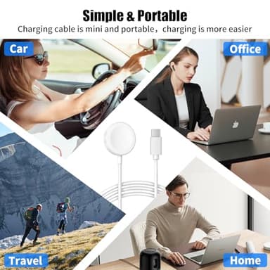 Charger Cable for Apple Watch, 1M USB C to Magnetic Wireless Fast i-Watch Charging Cable, Compatible with Series Ultra/9/8/7/6/SE/SE2/5/4/3/2,Magnetic, USB C Interface, 1m Data Cord- White - Image 8
