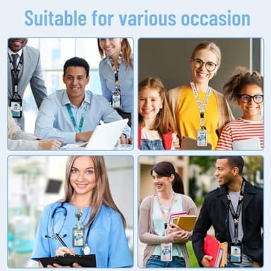 Piefly Lanyards for Id Badges, Badge Holder with Retractable Badge Reel Clip, Art UFO Night Work Card Name Tag Keychain Lanyard Vertical ID Card Protector for Women Nurse Doctor Teacher Student - Image 7