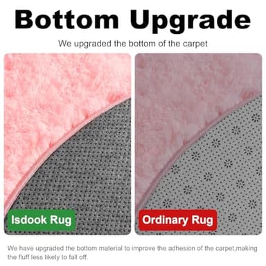 Pink Round Plush Rug for Living Room, Non-Slip Rugs, Furry Carpet for Nursery Room, Round Shaggy Rug for Living Room Area Rug 5Ft - Image 6