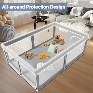 Large Baby Playpen for Babies and Toddlers, Playpen 74×50, Large Baby Play Yards Indoor & Outdoor, Sturdy Safety Baby Play Pen with Soft Breathable Mesh, Toddlers Activity Center with Anti-Slip Base - Image 3
