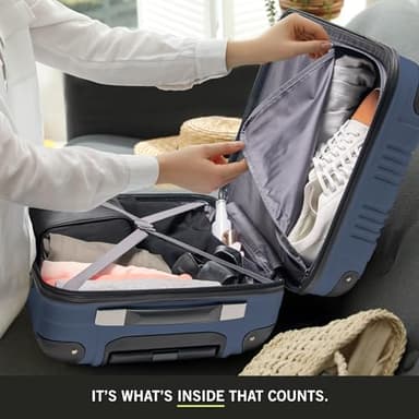 Kenneth Cole REACTION Out of Bounds Lightweight Hardshell 4-Wheel Spinner Luggage, Naval, 20-Inch Carry On - Image 5