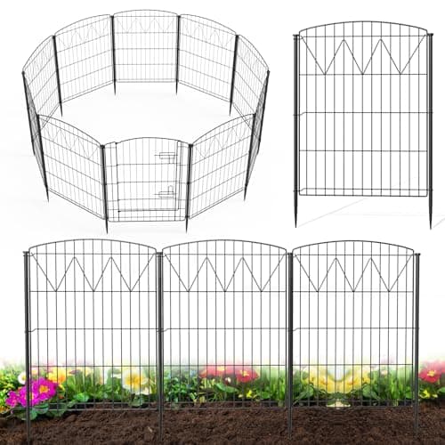 Jocoevel Garden Fence 10 Panels, 35.8 in (H) x 21.8 ft (L) No Dig Decorative Fencing, Rustproof Metal Fence Border for Garden Beds, Outdoor Temporary Dog Fence for Yard Patio - Image 1