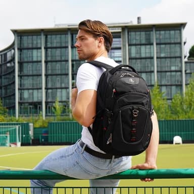 Swissdigital Design Laptop Backpack with USB Charging Port, Travel Backpack Fits 15.6 inches Computer, 31L College School Backpack for Men, Black | SD803 - Image 7