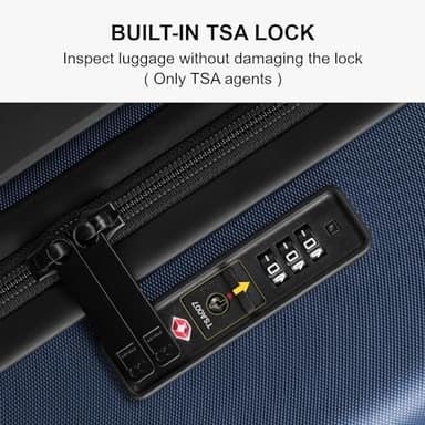 LEVEL8 Trunk Luggages, 28 Inch Luggage with Spinner Wheels, Luminous Textured Checked Large Hard Shell Lightweight with Tsa Lock, Navy - Image 8