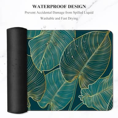 Auhoahsil Desk Mat, Ultra Large Mouse Pad, XXL Gaming Mousepad, Green Tropical Leaves Deskpad, Big Extended Full Size Mouse Pad, Desktop Desk Matt for Keyboard, Laptop & Computer, 35.5 x 15.7 in - Image 6