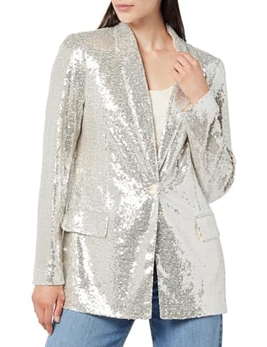 The Drop Women's Blake Long Blazer, Silver Sequins, 4X - Image 1