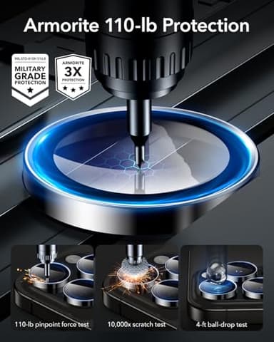 ESR 2 Pack for iPhone 17 Pro Max/17 Pro/16 Pro Max/16 Pro/15 Pro Max/15 Pro/14 Pro Max/14 Pro Camera Lens Protector, Ultra-tough HD Individual Lens Protectors, Ultra-thin Tempered Glass, Black - Image 4