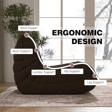 Bean Bag Chair, Memory Foam Bean Bag Sofa Large Bean Bag Chair for Adults, Bean Bag Chairs for Teens with High Density Comfortable Foam, Bean Bag for Living Room, Bedroom (Coffee) - Image 5