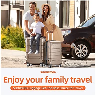 SHOWKOO Luggage Sets Expandable PC+ABS Durable Suitcase Double Wheels TSA Lock 3pcs, Champagne - Image 2