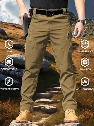 AUTIWITUA Men's Tactical Cargo Pants Water Resistant Lightweight Hiking Pants Outdoor Work Pants with Multi Pockets(No Belt) - Image 2