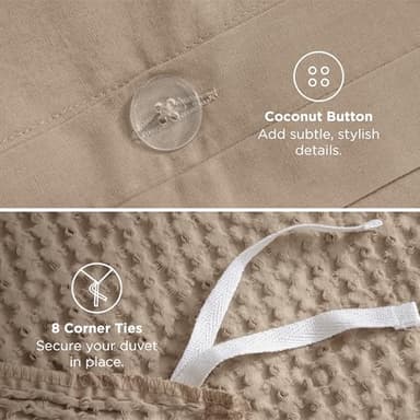 Bedsure Cotton Duvet Cover Queen - 100% Cotton Waffle Weave Khaki Duvet Cover Queen Size, GentleSoft™ and Breathable Tan Bedding Set for All Season, 3 Pieces, 90"x90" - Image 6