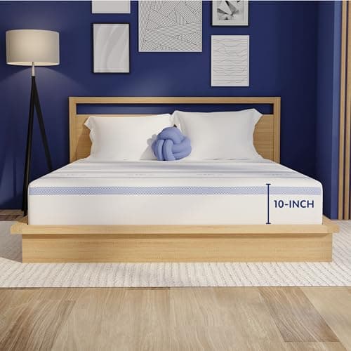 Vibe Gel Memory Foam Mattress, Fiberglass Free 10-Inch CertiPUR-US Certified Bed-in-a-Box, Queen, White - Image 1
