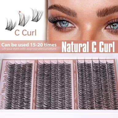 Medium Lash Clusters Short Wispy C Curl Eyelash Clusters 12-16MM Individual Eyelashes Natural Cluster Eyelash Extensions Natural Looking Cluster Lashes by Geeneiya (C Curl,12-14-16) - Image 2