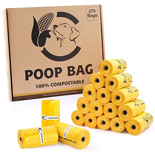 Certified Compostable Dog Poop Bags, 270 Count Landfill Friendly and Leakproof Waste Bags, Easy Open Unscented Maize Yellow Poop Bag for Dog, 15 Doggy Bags Per Roll (18 rolls) - Image 1