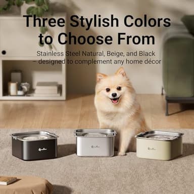 DownyPaws No Spill Water Bowl for Dogs,101oz/3L Stainless Steel Slobber Stopper, No Drip Slow Drinking Dog Water Bowl, No Mess Dog Water Dispenser Spill Proof, Dishwasher Safe, Silver - Image 9