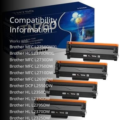 Forzik Compatible Toner Cartridge Replacement for Brother TN760 TN-760 TN730 TN-730 High Yield Compatible with DCP-L2550DW HL-L2350DW MFC-L2710DW Printer (4 Black) - Image 3