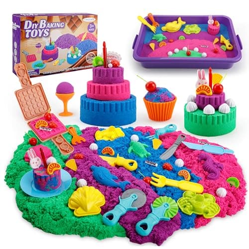 YIDESTARS Sensory Play Kit: Sand Art & Ice Cream Toy - 4lbs Colorful Sand,Molds,Tools,Sandbox w/Lid - Fun Gift for Kids(3-8) - Image 1