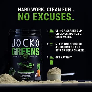 Jocko Fuel Daily Greens Powder - Premium Organic Greens Superfood Powder for Gut Health, Digestion, Bloating, Immune Support with Spirulina, Chlorella, Digestive Enzymes, & Probiotics - 30 Servings - Image 7