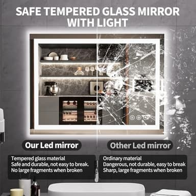 Koonmi 32x24 LED Bathroom Mirror, Backlit + Front Lit, LED Bathroom Mirror with Lights for Wall, 3 Colors, Anti-Fog, Dimmable Brightness, Memory Function, Tempered Glass - Image 5