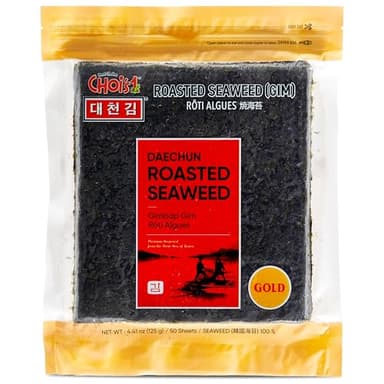 CHOI's 1(Daechun) Roasted Seaweed, Gim, Sushi Nori /(50 full sheets) /Gold Grade/Product of Korea/Kimbap, Gimbap, Keto, Gluten Free, Full of Fiber, Vitamin, Mineral, High protein - Image 1