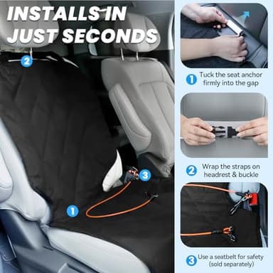 VIVAGLORY Dog Front Seat Cover Seatflex Car Seat Protector for Dog, Car Cover for Pet, Front Single Bucket Captain Chair Protector, Standard, Black, 1Pack - Image 3