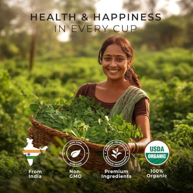 Gya Tea Co Moringa Leaves Herbal Tea Bags (100 Bags) - Caffeine Free with a Tangy Flavor for All Day Comfort, Calming, Relaxing & Nourishing - Fruit & Herbal Blends - Image 5