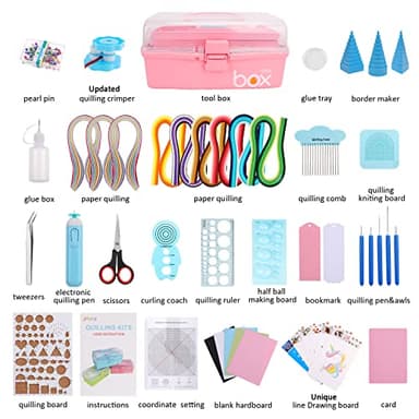 JoyPlus Quilling Kits for Beginners with Manual, 24 Tools & Supplies with Durable Storage Box, Updated Paper Crimper Tool, Premium Husking Board & Electronic Pen Pink - Image 5