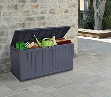 Keter Marvel Plus 71 Gallon Resin Deck Box-Organization and Storage for Patio Furniture Outdoor Cushions, Throw Pillows, Garden Tools and Pool Toys, Dark Grey - Image 9