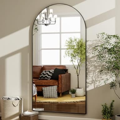 HARRITPURE 76"x46"Full Length Mirror - Arch Floor Mirrors with Aluminum Alloy Frame Free-Standing Wall Mounted or Leaning Large Bedroom Dressing Mirror,Black - Image 7