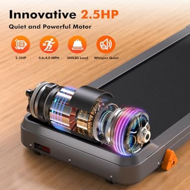 Walking Pad Treadmill with Incline - 3-Levels Incline, 2.5HP Ultra-Quiet 300lbs Capacity Under Desk Treadmill for Home Office Apartment, Mini Portable 4.7" Slim Space-Saving Compact Heavy Duty Remote - Image 3