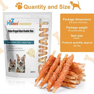 Pawant Chicken Wrapped Rawhides for Dogs Treats Puppy Training Snacks Sticks Dog Rawhide Chews All Natural Dog Treats 1lb - Image 6