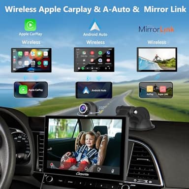 CARPURIDE W905 Portable Carplay & Android Auto, 9'' Touch Carplay Screen for Car, 4K Dash Cam,1080p Backup Camera, Car Play Navigation with Mirror Link/Siri/FM/Bluetooth/Light Sensor, for 12-24V - Image 5