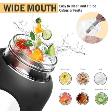 WINSA 84oz Glass Water Bottle with Stainless Steel Handle,2.5L Gallon Water Bottle with 2-IN-1 Straw Lid, Silicone Sleeve and Motivational Capacity Marker, Wide Mouth Water Jug For Gym, Workout, Black - Image 4