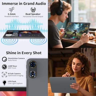 12 Inch Tablet Android 15 Tablets, 2025 Upgraded Android Tablet with Keyboard, 24GB RAM+256GB ROM(1TB Expand), Octa-Core, 2K 2000x1200 Display, 16MP Dual Camera, 8000mAh, 2.4G/5G WiFi, GPS (Silver） - Image 6