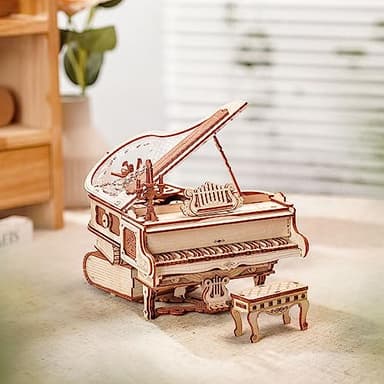 ROBOTIME AMK81 Magic Piano 3D Puzzles for Adults-Mechanical 3D Puzzles Musical Instrument-Wooden Music Box Puzzle Kit to Build-Aesthetic Desk Decor Unique Gift for Men/Women - Image 7