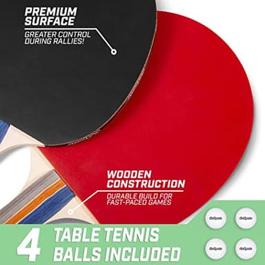 GoSports 6 ft x 3 ft Mid-Size Table Tennis Game Set - Indoor/Outdoor Portable Table Tennis Game with Net, 2 Table Tennis Paddles and 4 Balls - Image 5