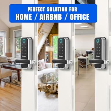 OLUMAT Smart Door Lock with WiFi Gateway, Keyless Entry Door Lock with Handle - Smart Locks for Front Door with Keypad - Fingerprint Locks with App Control - Auto Lock - Image 3