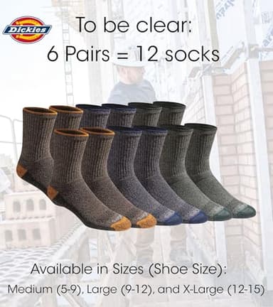 Dickies Men's Dri-Tech Mid-Crew Comfort Length Moisture Control Socks, Available in M-XL (6, 12 Pairs), Comfort Length Tipped (6 Pairs), Large - Image 4