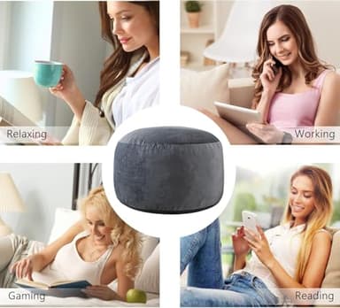 WhatsBedding Large Bean Bag Chair: 3 ft Memory Foam for Adults/Kids, with Fillings. Soft Faux Fur Fabric - Dutch Velvet, Charcoal, 3 Foot Bean Bag - Image 9