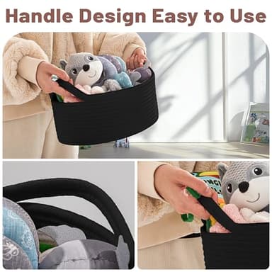 Bufims Small Woven Black Gifts Basket for Storage Empty with Ribbons and Bags Durable Cute Gifts 12"X 8" X 5" Small Rope Basket for Gifting - Image 4