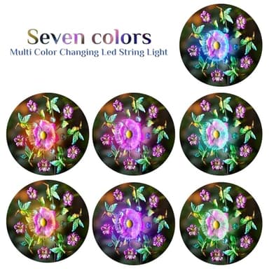 Hummingbird Solar Wind Spinners for Yard - 51" Metal Wind Sculptures Garden Stake with Color Changing LED Lights 360° Windmill Kinetic Spinner for Garden Lawn Patio Yard Decor - Image 5