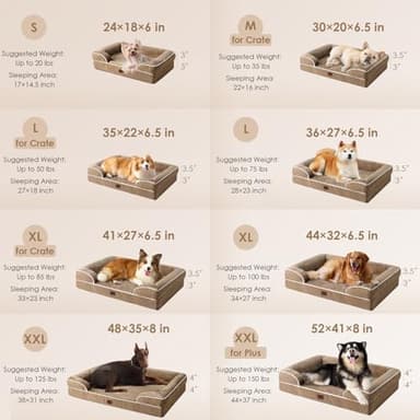 EHEYCIGA Orthopedic Dog Bed for Medium Dogs, Waterproof Memory Foam Medium Dog Beds with Sides, Non-Slip Bottom and Egg-Crate Foam Pet Couch Bed with Washable Removable Cover, Camel - Image 2