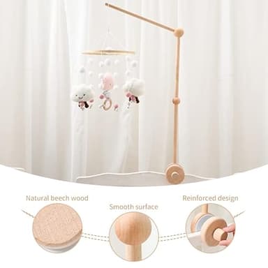 Baby Crib Mobile Arm,HBM Wooden Mobile Arm for Crib Mobile Hanger for Crib Baby Girl Nursery Decor - Image 3