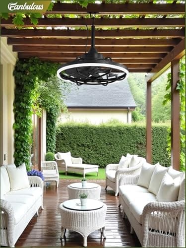 Fanbulous Outdoor Ceiling Fans with Light for Patios, 20" Weatherproof Plug in Ceiling Fan, Gazebo Fan Remote&APP Control, 3CCT Dimmable,Caged Ceiling Fan with Hanging Hook for Porch, Pergola,Canopy - Image 8
